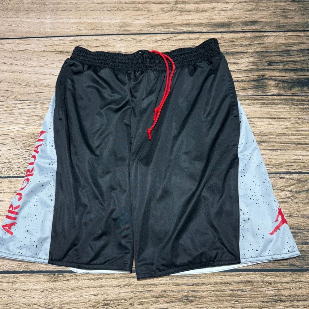 Jordan Basketball Shorts Mens XL Black Grey Red Speckle Jumpman AA2140-013